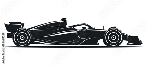 Formula One Racing Car Silhouette Vector Illustration – Side View F1 Speed Vehicle for Motorsport and Racing Design