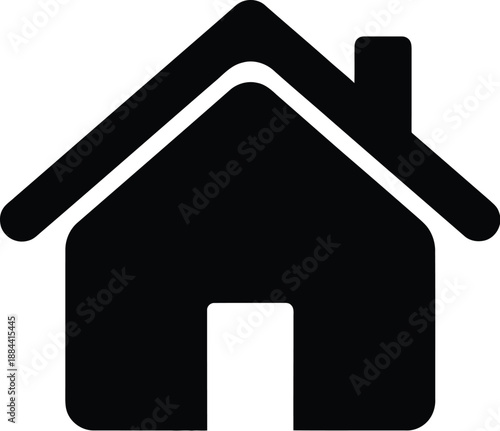 Simple house icon with chimney