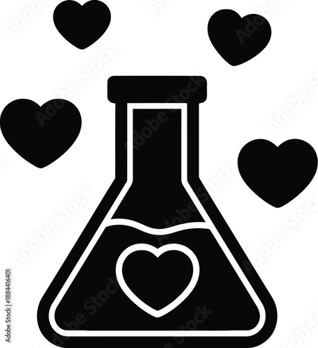 Love potion in a laboratory flask