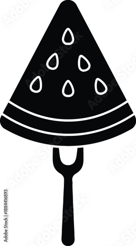 Watermelon slice on a fork