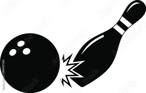 Bowling ball hitting pin with great force