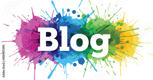 Colorful paint splash blog header illustration with vibrant rainbow ink splatters creative typography design concept for modern digital marketing branding