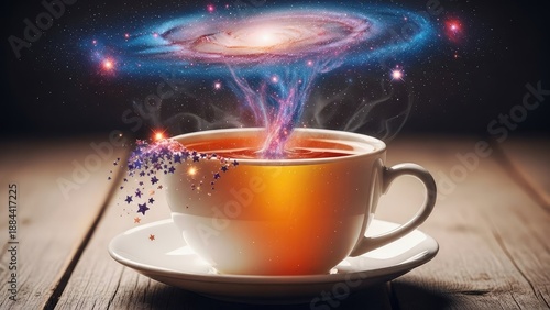 Wallpaper Mural Cup of tea turning into galaxy, surreal transformation Torontodigital.ca