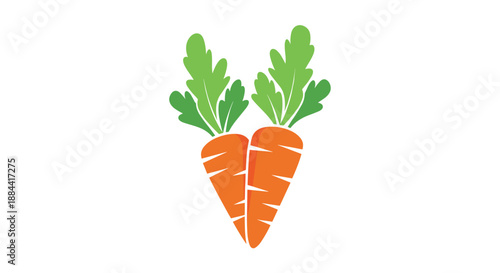 Creative logo concept of two orange carrots forming the shape of a heart, symbolizing a love for healthy eating, vegan food, or farming.
