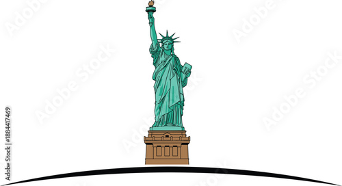 Statue of Liberty isolated vector illustration representing freedom democracy New York landmark iconic American symbol minimalist design for travel branding projects