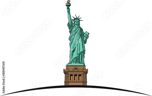 Statue of Liberty vector illustration symbolizing freedom democracy New York landmark iconic American monument isolated minimalist design for creative projects