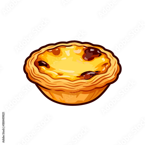 [Vector EPS]Delicious egg tart with golden crust and creamy filling