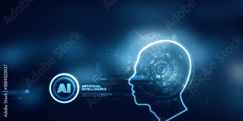 2d illustration Artificial Intelligence (AI) concept
