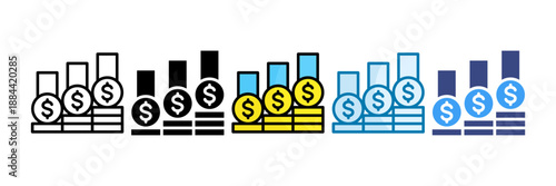 Bar Graph Money Icon Set Multiple Style Collection