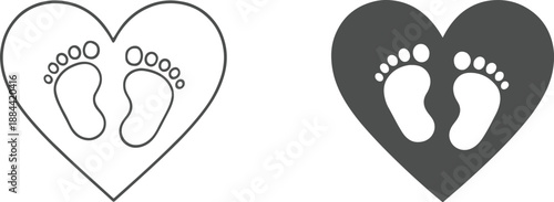 Baby footprints vector icon in bold and line art style, clean minimal EPS for design use.