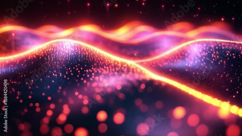 Digital Waves: Futuristic, dynamic digital wave structure. Evoking concepts of data, technology, and futuristic landscapes.