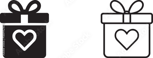 Gift box vector icon in bold and outline style, clean EPS for celebration and surprise.