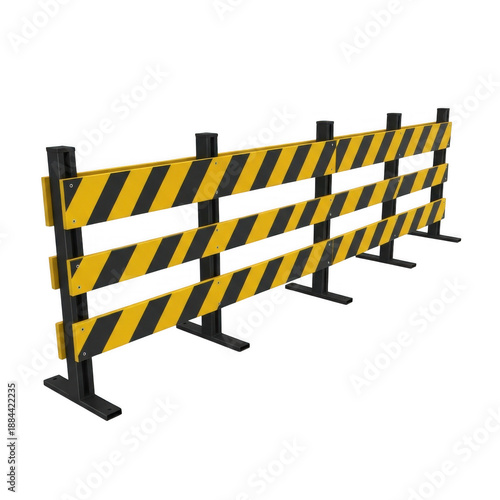 Yellow black stripe barrier isolated on transparent background
