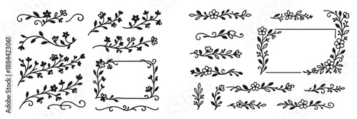Floral decorative elements in vector style for design projects