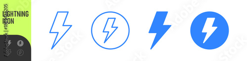 thunder bolt flash icon, flash lightning bolt icon - Electric power icon symbol - Power energy icon sign in filled, thin, line, outline style for apps and website