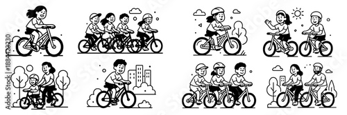 Enjoying a sunny day cycling in a fun outdoor activity group