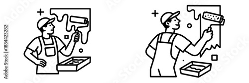 Vector illustration showcasing a painter at work with tools