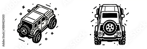 Vector illustration of off-road vehicles in action