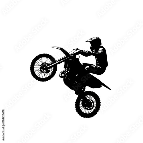 Dynamic motocross rider performing a jump