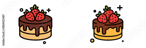 Delicious chocolate cake with strawberries vector illustration design