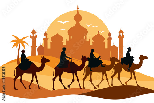 Camels in the desert