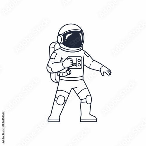 Cartoon Astronaut Character Posing in Space Suit