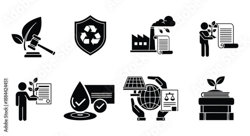 Environmental protection sustainability and industrial impact a collection of symbolic icons