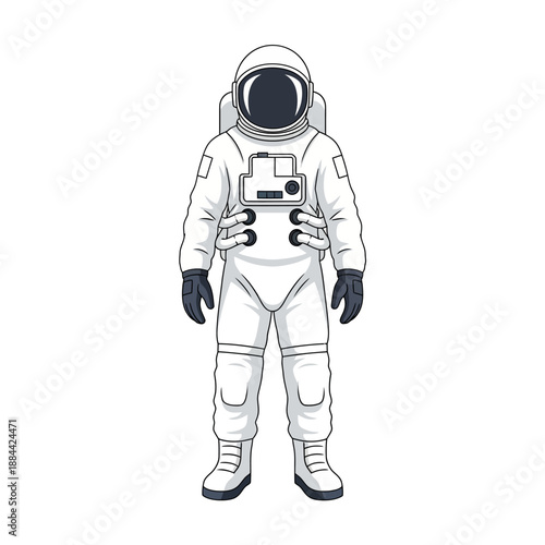 Astronaut in a white spacesuit, isolated on white background, vector illustration