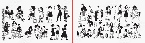 Romantic Couple Paris Travel Illustration Art, Hand Drawn Love Scene Sketch Design Vector, Eiffel Tower French Doodle Clipart Bundle, Valentine Theme Drawing Graphics Stock Set Art, France Vacation Bu