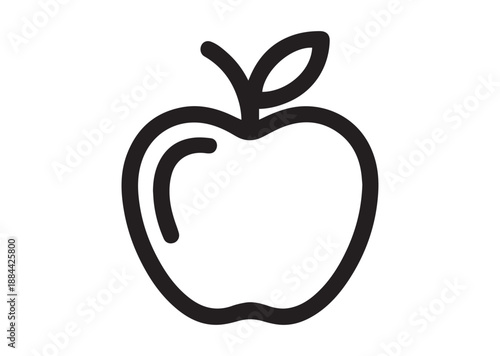 Apple line art icon, Apple outline vector