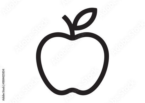 Apple line art icon, Apple outline vector