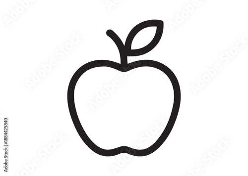 Apple line art icon, Apple outline vector