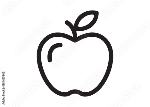 Apple line art icon, Apple outline vector
