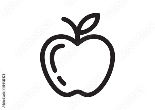 Apple line art icon, Apple outline vector