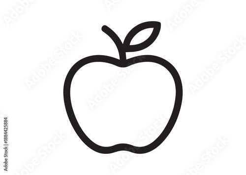 Apple line art icon, Apple outline vector