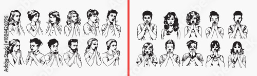 Family Members Character Collection Illustration Art, Hand Drawn People Portrait Sketch Design, Cute Parent Child Doodle Vector Clipart, Happy Family Drawing Bundle Graphics Stock, Diverse People Avat