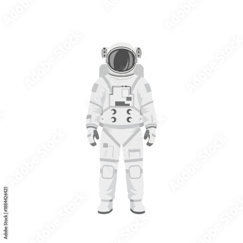 Astronaut standing, space suit, white background, isolated