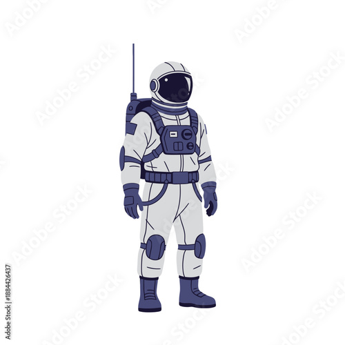 Astronaut in Space Suit, Exploring Outer Space, Sci-fi Character, Isolated on White Background