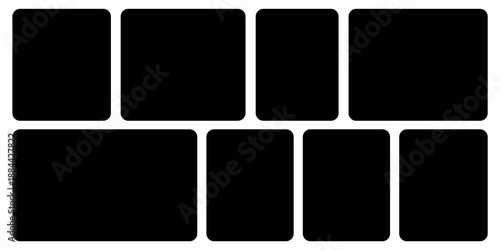 Template photo collage 8 pictures empty for moodboard, album, bendo graphic design