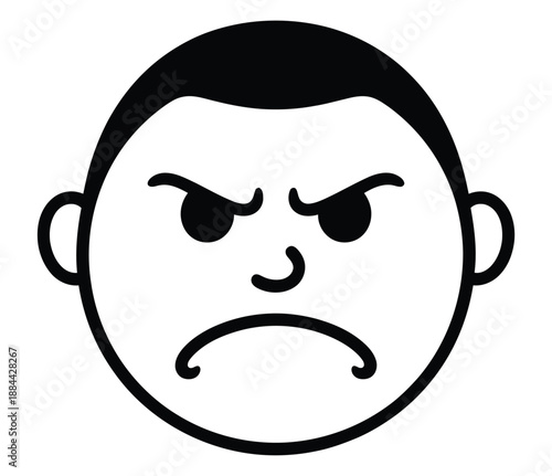 A cartoon illustration of an angry man's face with a frowning expression