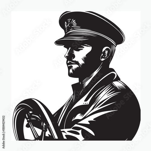 vector illustration of a ship captain 