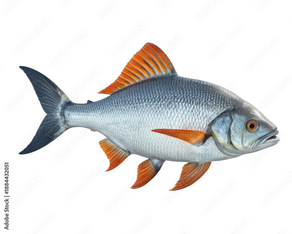 Fototapeta premium A fish standing upright on a white surface