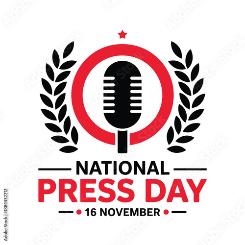 Celebrating national press day on 16 november isolated on white background, Vector, illustration