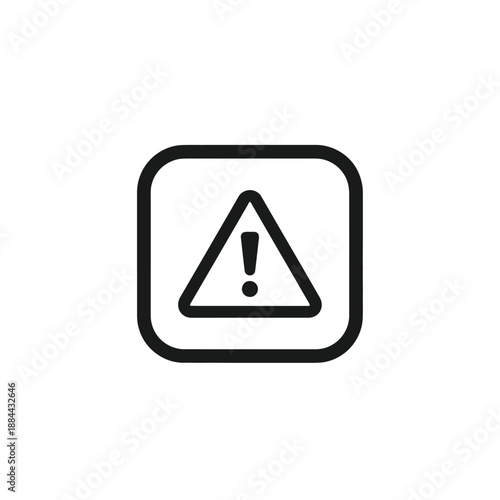 Warning icon depicted in a simple, flat design within a square frame, viewed directly