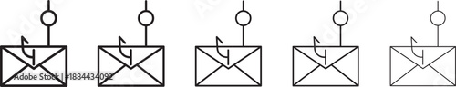 Email phishing icon. A linear style icon representing phishing email
