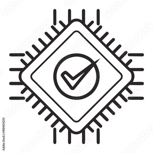 AI data accuracy check icon, minimal vector on white.