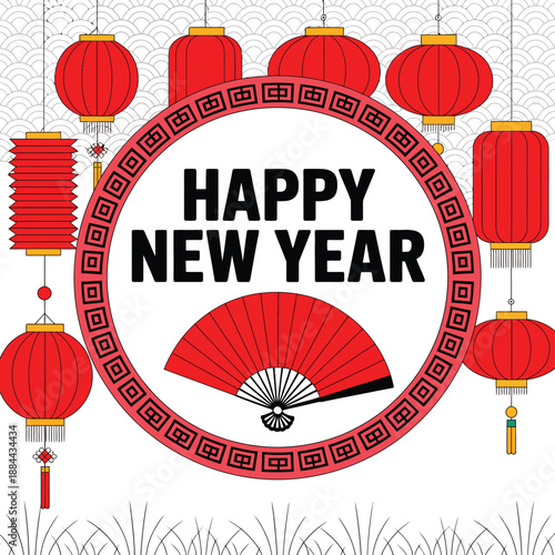 Celebrating the new year with traditional decorations isolated on white background, Vector, illustration