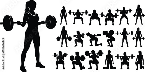 Fitness and exercise silhouette illustrations