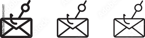 Email phishing icon. A linear style icon representing phishing email