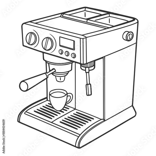Coffee Machine Outline, Vector Style